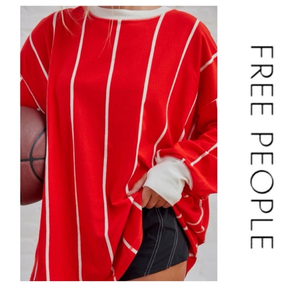FREE PEOPLE “Home Game” Top Slouchy Comfy Oversized Relaxed Shirt Large NWTS-$80 - Picture 3 of 9